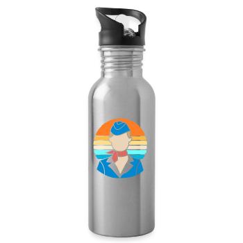 Stewardess Flight Attendant - Water bottle with straw - silver - Right