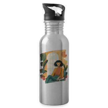 Relax Meditation Selfcare Me-Time - Water bottle with straw - silver - Right