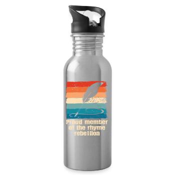 Poetry Slam Rhyme Rebellion Slam Poetry - Water bottle with straw - silver - Right