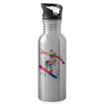 Snowboarder Snowboarding Snowboard - Water bottle with straw - silver - Right