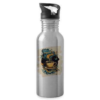 Kaffee Coffee Kaffeeliebhaber - Trinkflasche mit integriertem Trinkhalm - Lightsilver - Rechts