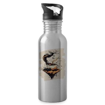 Coffee Coffee Coffee Lovers - Water bottle with straw - silver - Right