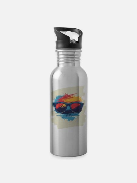 Sonnenbrille - Trinkflasche mit integriertem Trinkhalm - Lightsilver