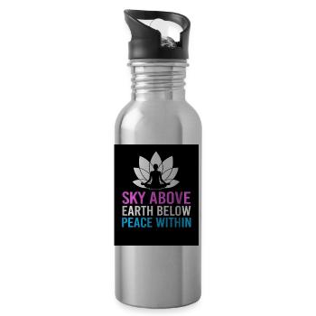 Zen Meditation Buddhism Buddhist Buddha Chakra - Water bottle with straw - silver - Right