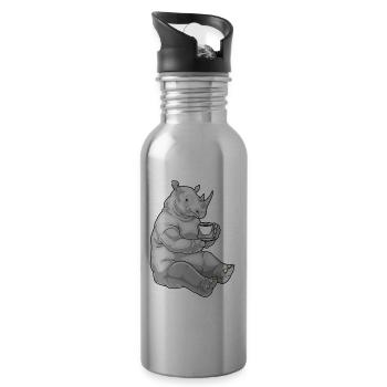 Rhino Coffee Mug - Water bottle with straw - silver - Right