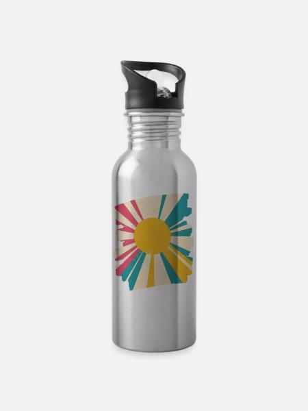 Sommer Sonne - Trinkflasche mit integriertem Trinkhalm - Lightsilver