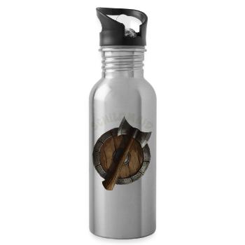 Schildmaid Wikinger Odin, Thor Asgard Schild - Trinkflasche mit integriertem Trinkhalm - Lightsilver - Rechts