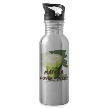 Matcha Lover Lover Matcha Latte Liebhaber Grüntee - Trinkflasche mit integriertem Trinkhalm - Lightsilver - Rechts