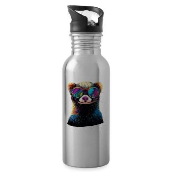 Furet Furet Putois Martre Belette Mignon Furet - Gourde avec paille intégrée - argent clair - Droite