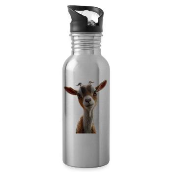 Ziege Hausziege Steinbock Ziegenbock Süße Ziegen - Trinkflasche mit integriertem Trinkhalm - Lightsilver - Rechts