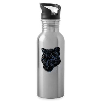 Panther Leopard Raubkatze Süße Großkatze Panter - Trinkflasche mit integriertem Trinkhalm - Lightsilver - Rechts