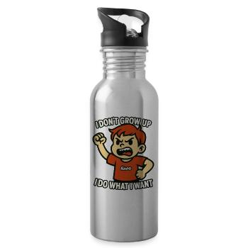I'm not growing up. I do what I want. - Water bottle with straw - silver - Right