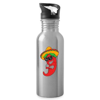 Chilli Chipotle Chili Pepper Jalapeno Hot Chili - Water bottle with straw - silver - Right