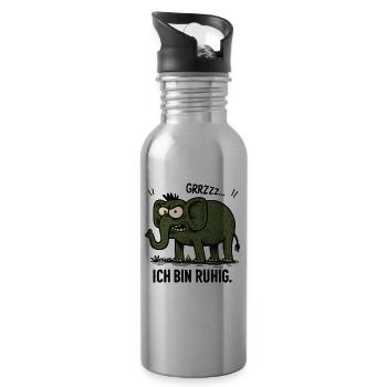 Éléphant en colère – Je suis calme. - Gourde avec paille intégrée - argent clair - Droite