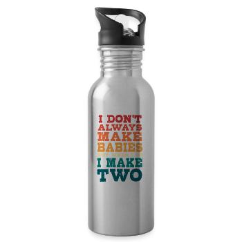 Zwillinge Vater Zwilling Papa - Trinkflasche mit integriertem Trinkhalm - Lightsilver - Rechts