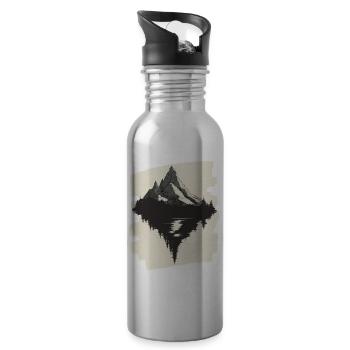Berge Klettern Kletterer Wandern - Trinkflasche mit integriertem Trinkhalm - Lightsilver - Rechts