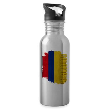 Drapeau vertical de la Colombie, j’aime la Colombie - Gourde avec paille intégrée - argent clair - Droite