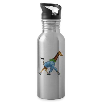 Giraffe Skating Skates - Water bottle with straw - silver - Right