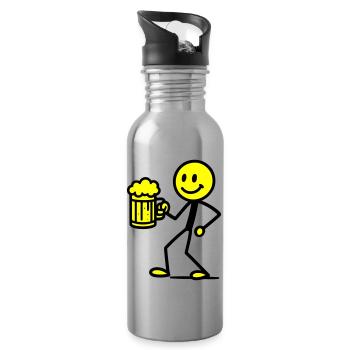 Bière Stick Figure - Gourde avec paille intégrée - argent clair - Droite