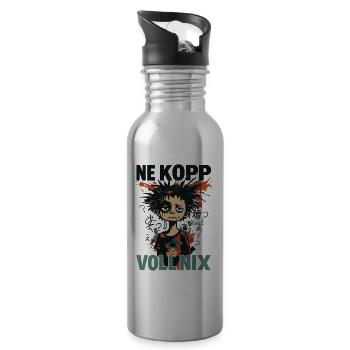 NE KOPP VOLL NIX – Through and still there - Water bottle with straw - silver - Right