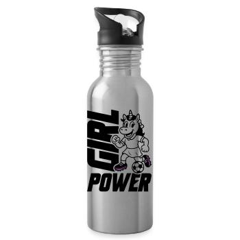 Soccer Unicorn Girl Power - Water bottle with straw - silver - Right