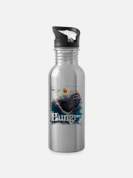 Hungriger Moment - Trinkflasche mit integriertem Trinkhalm - Lightsilver