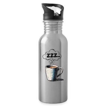 Kaffee zuerst - Dann reden. ZZZ… Design - Trinkflasche mit integriertem Trinkhalm - Lightsilver - Rechts