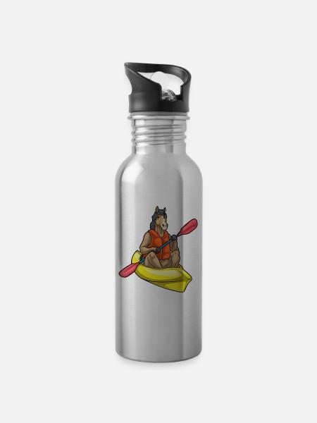 Pferd kleines Boot - Trinkflasche mit integriertem Trinkhalm - Lightsilver