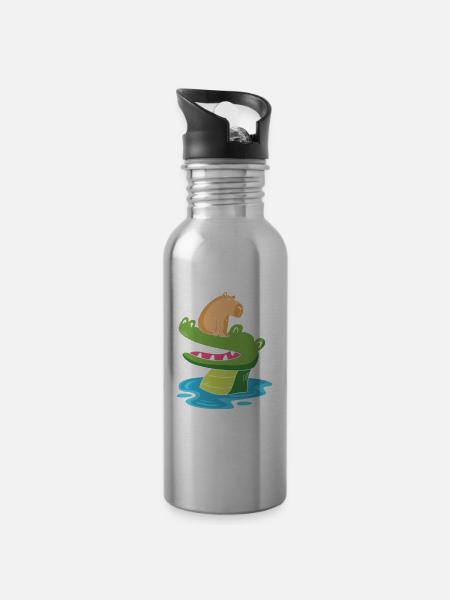 Capibara Capybara - Trinkflasche mit integriertem Trinkhalm - Lightsilver