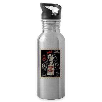 A brave woman with a red crown - Water bottle with straw - silver - Right