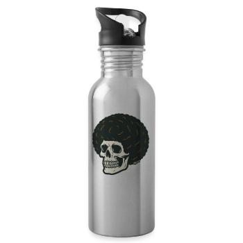 The skull with the round hair from the depths - Water bottle with straw - silver - Right