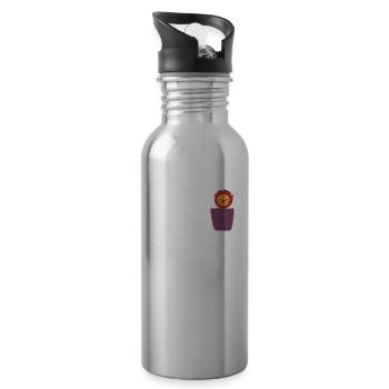 Lion dans la poitrine Chat de poche - Gourde avec paille intégrée - argent clair - Droite