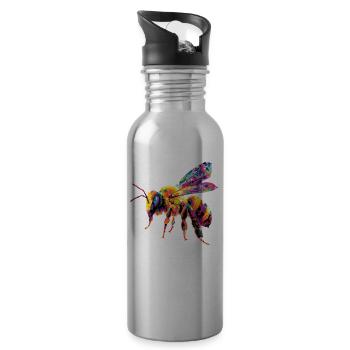 abeilles apiculteur miel apiculteur abeilles abeille mignonne - Gourde avec paille intégrée - argent clair - Droite