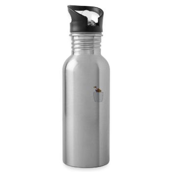 Vautour dans la poitrine oiseau de poche - Gourde avec paille intégrée - argent clair - Droite