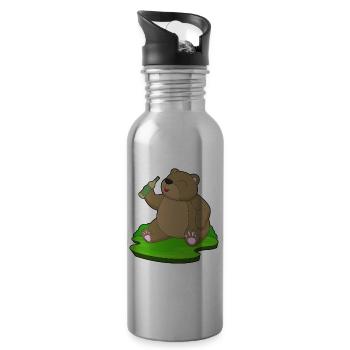 Bär Flasche Bier - Trinkflasche mit integriertem Trinkhalm - Lightsilver - Rechts