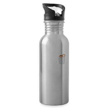 Monkey in breast pocket Monkey in bag - Water bottle with straw - silver - Right