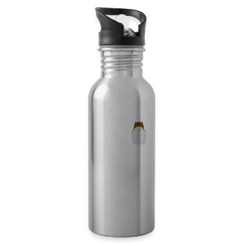 Hamster in breast pocket - Water bottle with straw - silver - Right