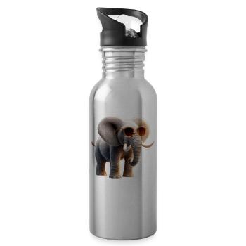 Elephant Trunk Africa Safari Wilderness Elephant - Water bottle with straw - silver - Right