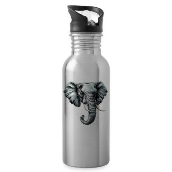 Elephant Trunk Africa Safari Wilderness Elephant - Water bottle with straw - silver - Right