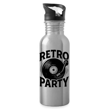 Retro Party Platin - Trinkflasche mit integriertem Trinkhalm - Lightsilver - Rechts