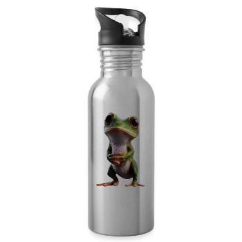 Grenouille Petit Crapaud Grenouille Grenouille Prince Grenouilles - Gourde avec paille intégrée - argent clair - Droite