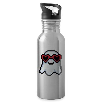 Pixel Ghost avec des nuances en forme de cœur - Gourde avec paille intégrée - argent clair - Droite