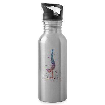 Gymnastik Gymnastaste Akrobatik – Silhouette - Trinkflasche mit integriertem Trinkhalm - Lightsilver - Rechts