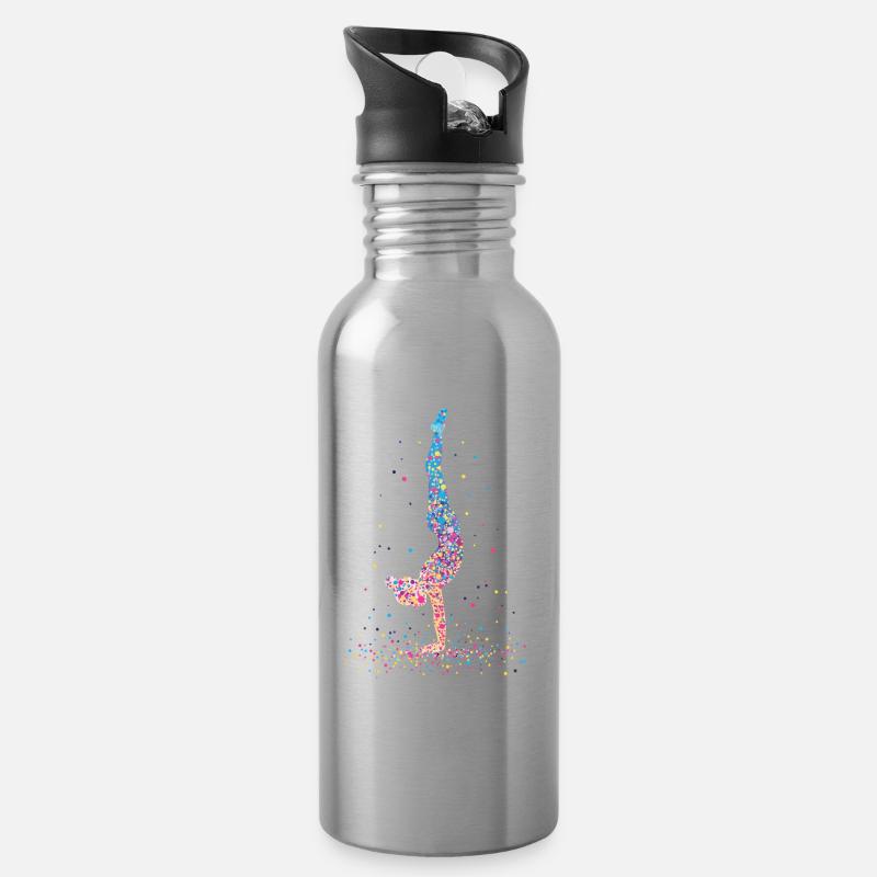 Gymnastik Gymnastaste Akrobatik – Silhouette - Trinkflasche mit integriertem Trinkhalm - Lightsilver