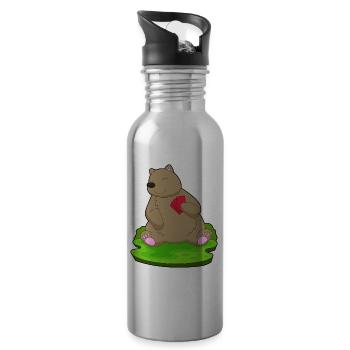 Bär Poker Pokerkarten - Trinkflasche mit integriertem Trinkhalm - Lightsilver - Rechts