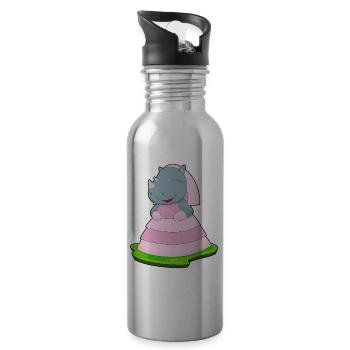 Nashorn Braut Schleier Hochzeit - Trinkflasche mit integriertem Trinkhalm - Lightsilver - Rechts