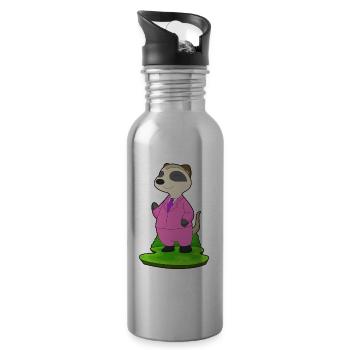 Erdmännchen Bräutigam Anzug Hochzeit - Trinkflasche mit integriertem Trinkhalm - Lightsilver - Rechts