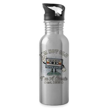 I´m Not Old I´m Classic 60. Geburtstag Retro Stil - Trinkflasche mit integriertem Trinkhalm - Lightsilver - Rechts