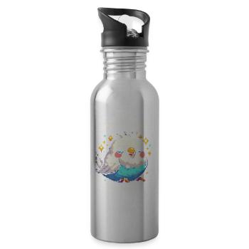 Kleiner Begleiter ausgerüstet | Wellensittich - Trinkflasche mit integriertem Trinkhalm - Lightsilver - Rechts