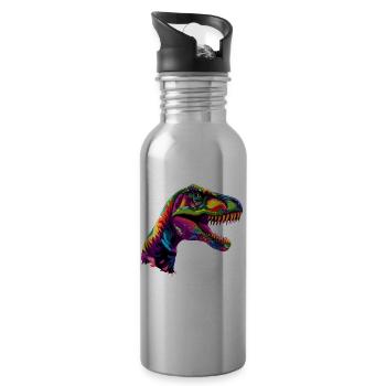 T-Rex Tyrannosaurus Rex Dino Papa Dinosaure - Gourde avec paille intégrée - argent clair - Droite